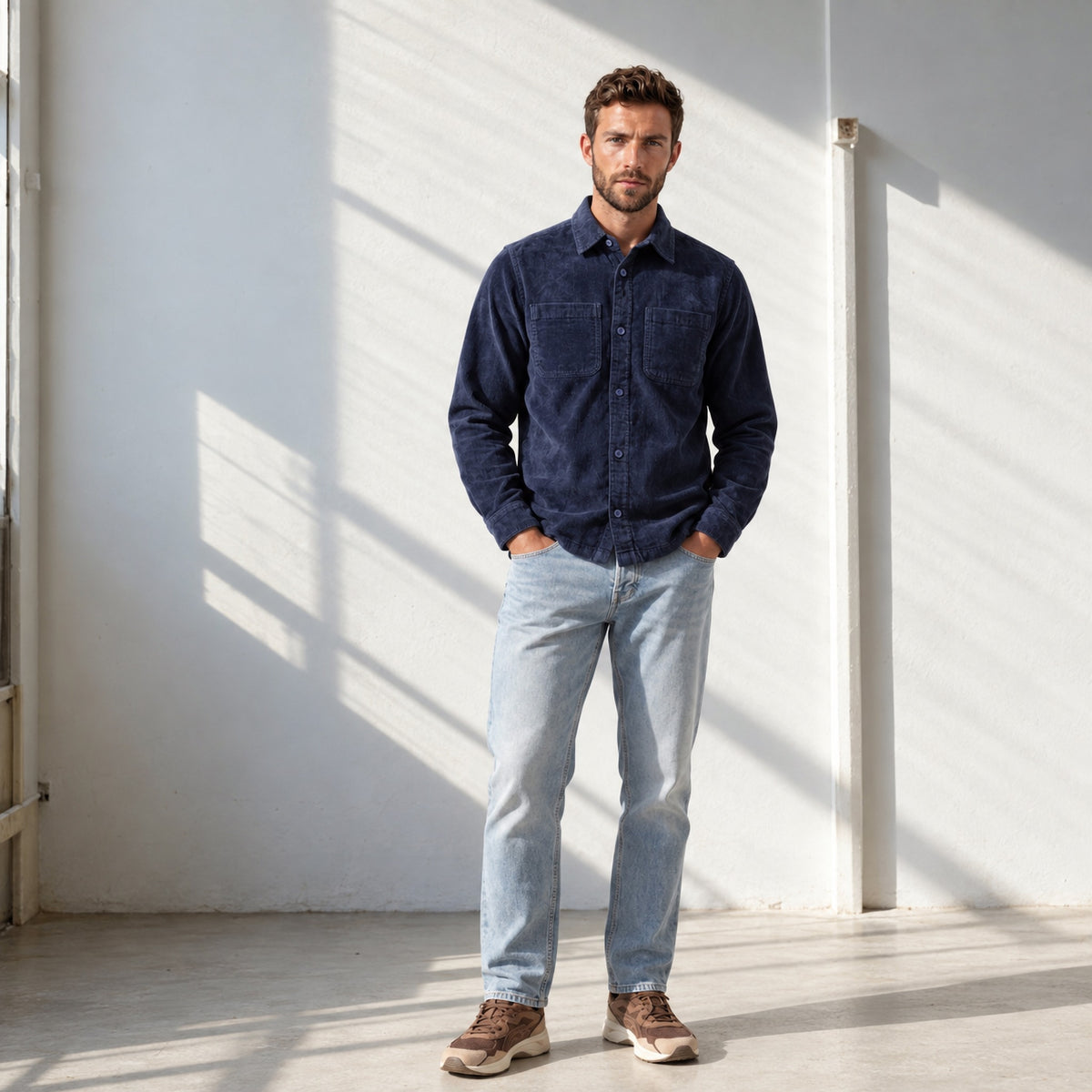 Man wearing Garment Works new arrivals in an editorial setting