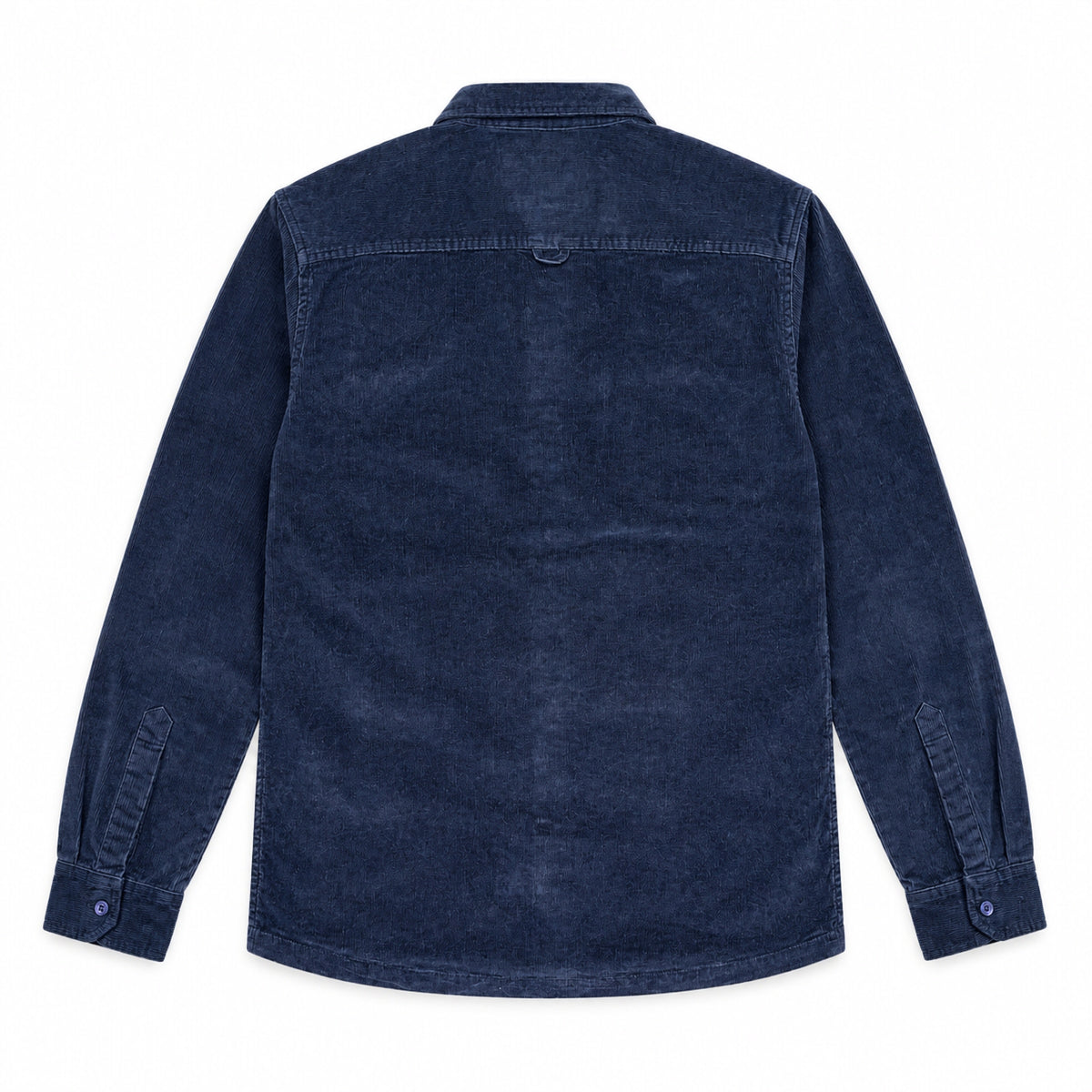 Garment Works blue corduroy shirt back view flat lay