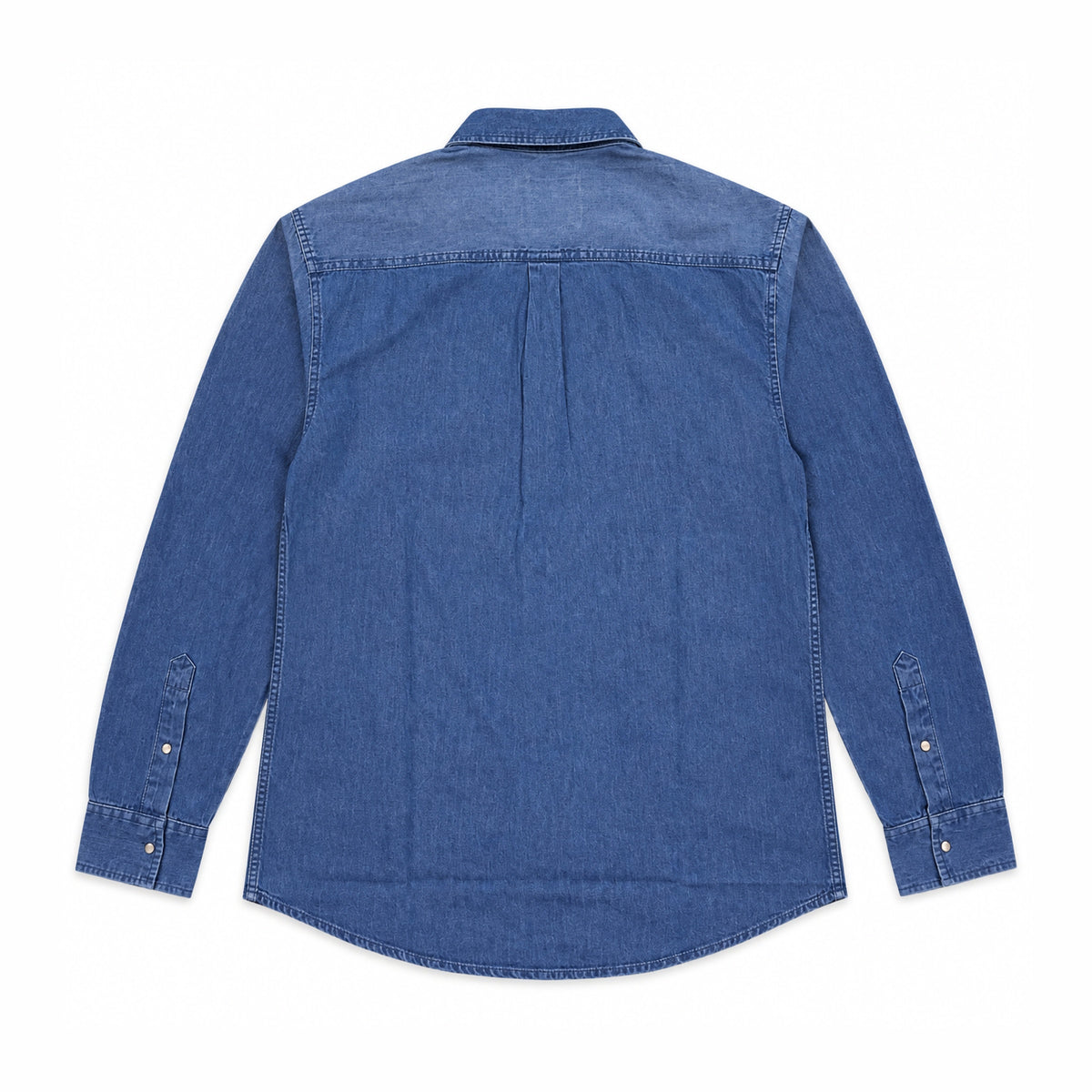 Garment Works dark denim western shirt back view with western yoke