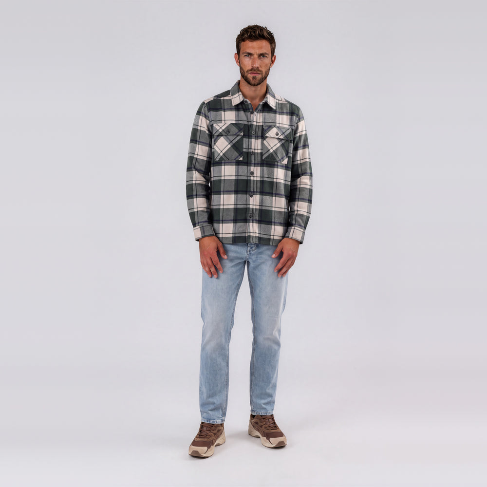 Esco Cream and Green 2 Two Pocket Overshirt