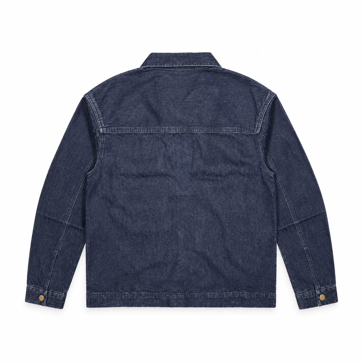 Garment Works Sycamore indigo denim jacket back view flat lay