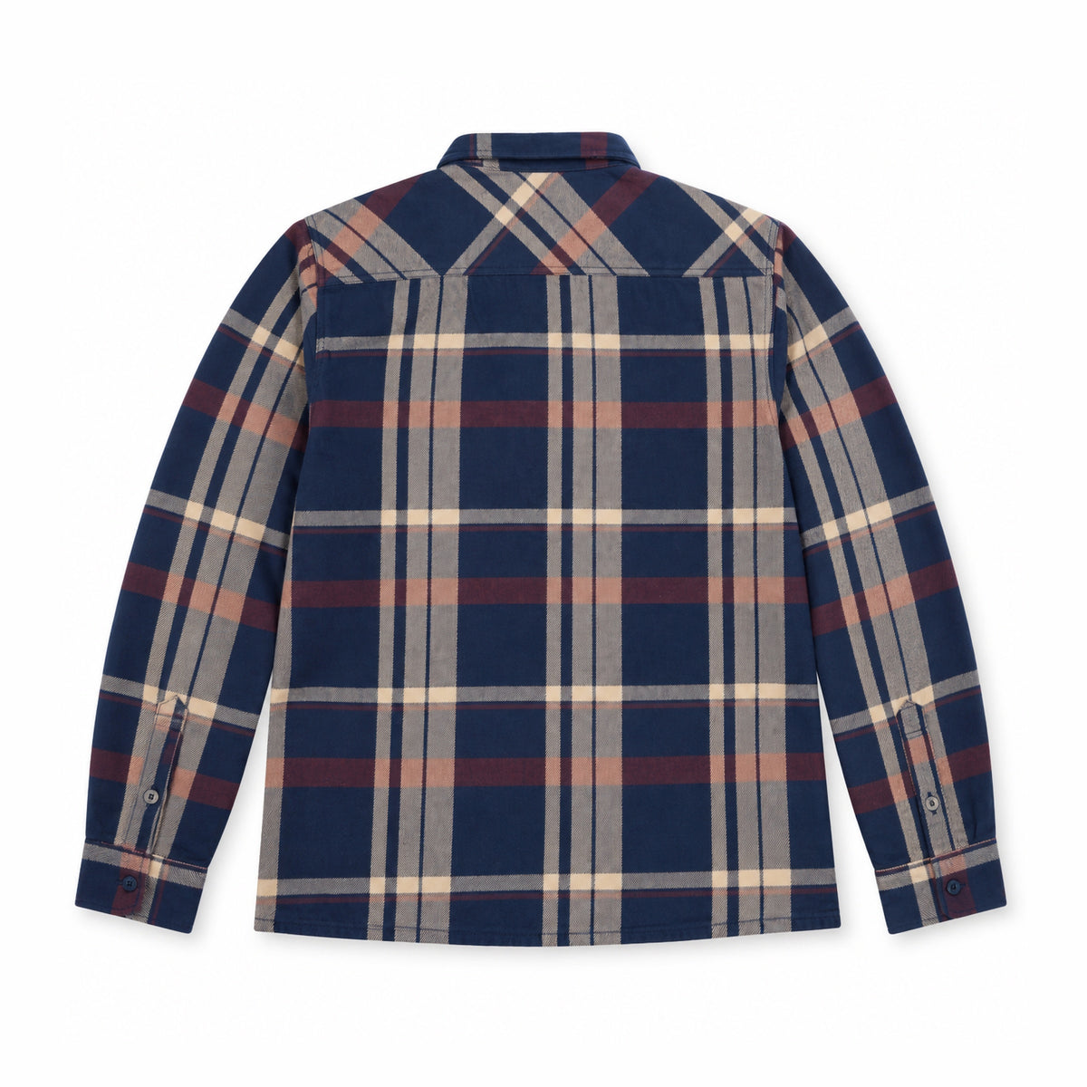Garment Works Tex check flannel shirt back view flat lay