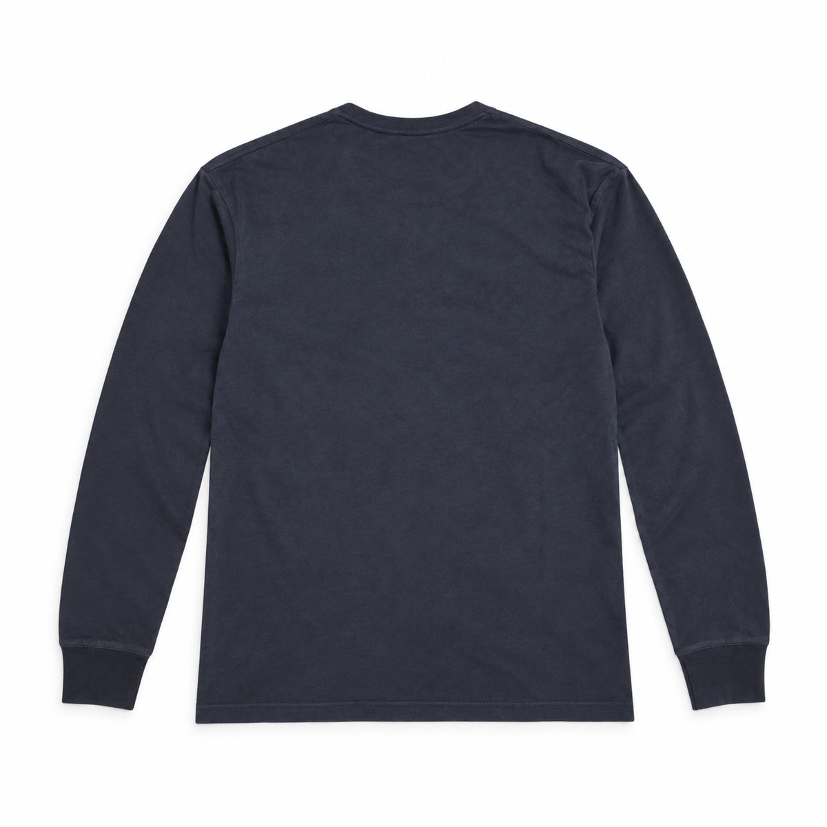 Garment Works Tijuana long sleeve henley in dark ink back view flat lay